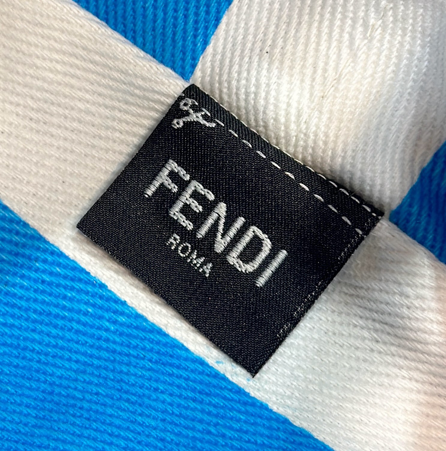 Fendi Mini Roll FF Jacquard Fabric Shoulder Bag Light Blue